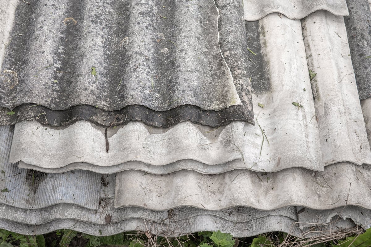 Dangerous asbestos roof requiring removal